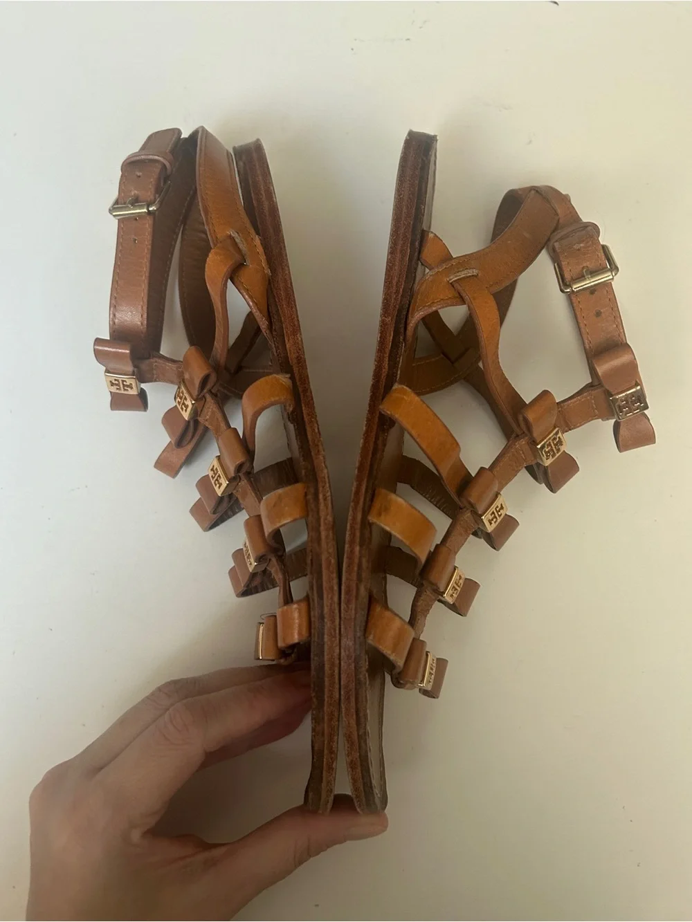 Tory Burch Kira Sandals Womens Size 7 M Leather Buckle Strappy Shoes